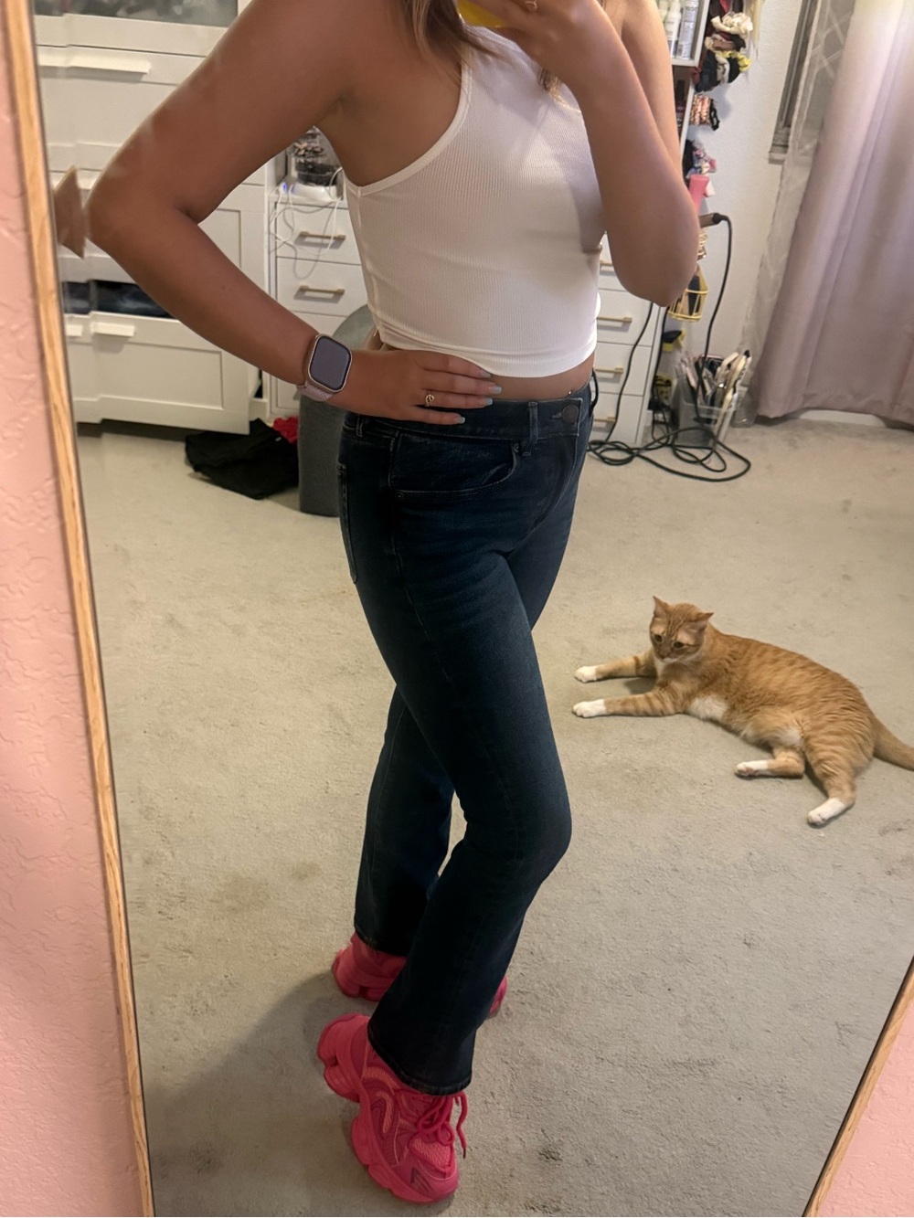 LOFT Petite Dark Blue Bootcut Mid-Rise Jeans